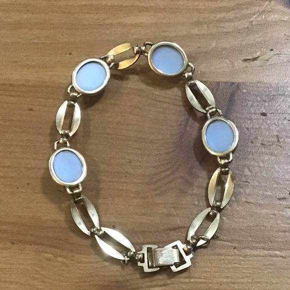 We Richard:stamped ( 1/20 12k GF) moonstone link bracelet vintage very rare find - Picture 4 of 9